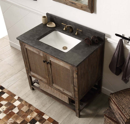 36" Solid Wood Single Sink Vanity with Moon Stone Top