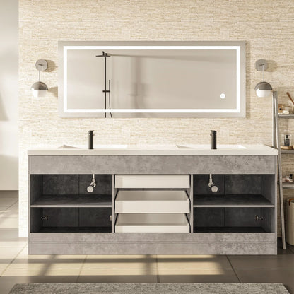 Lugano 84"W x 20"D Double Sink Bathroom Vanity with Acrylic Countertop and Integrated Sink