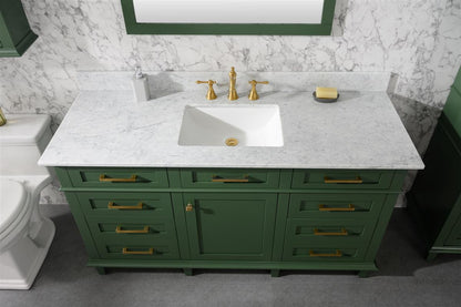 60" Single Sink Vanity Cabinet with Carrara White Marble or Blue Limestone Countertop