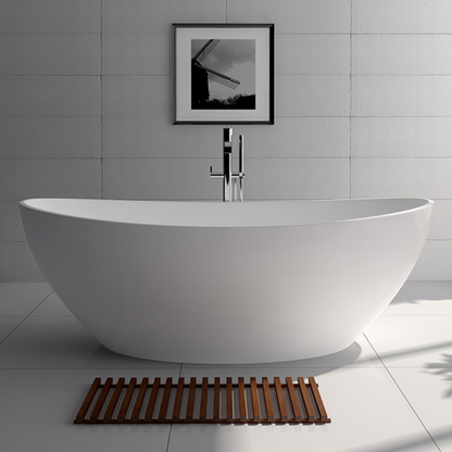 63" Freestanding White Matte Solid Surface Bathtub