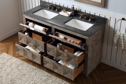 60" Solid Wood Double Sink Vanity with Moon Stone Marble Top