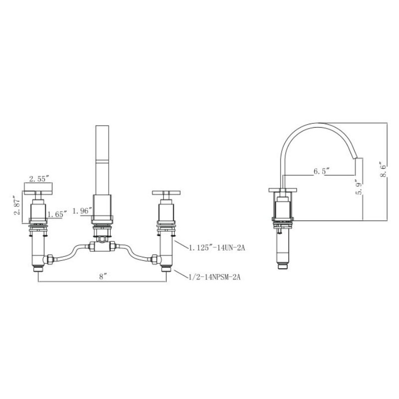 Modern 8" Widespread Faucet with Drain