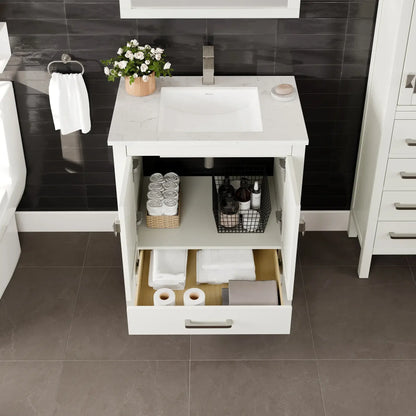 Eviva London 30" x 18" Transitional Bathroom Vanity w/ White Carrara Top