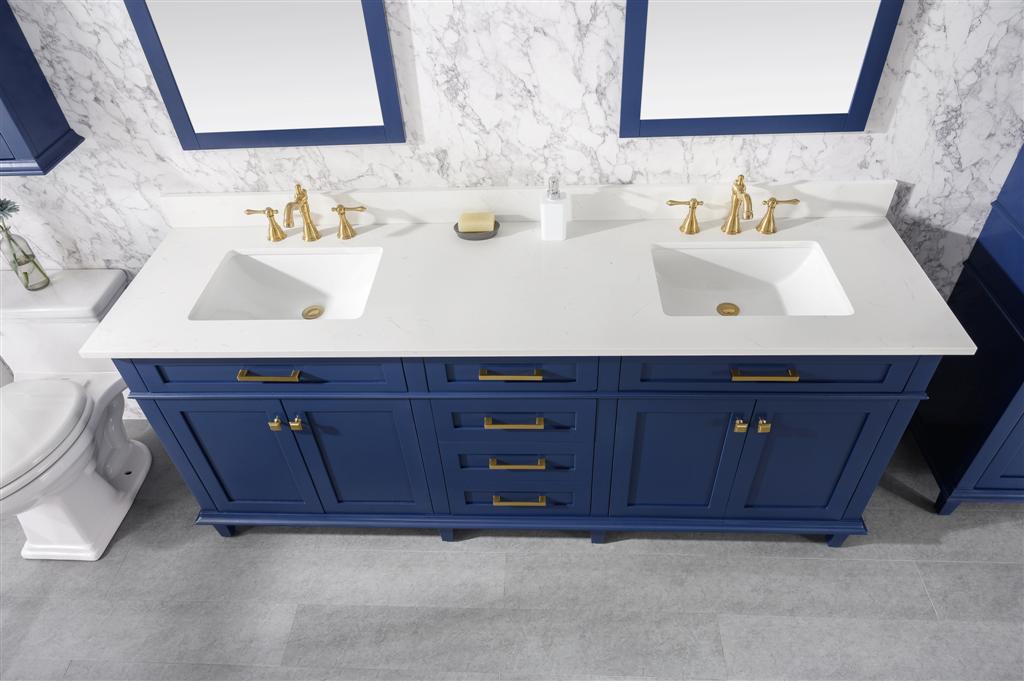 80" Double Sink Vanity Cabinet with Carrara White Quartz Countertop