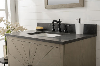 36" Antique Gray Single Sink Vanity with White Carrara Marble or Blue Limestone Top