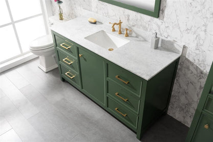 60" Single Sink Vanity Cabinet with Carrara White Marble or Blue Limestone Countertop