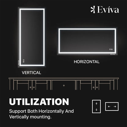 Eviva Glow 72"W x 36"H Rectangular Frameless LED Mirror