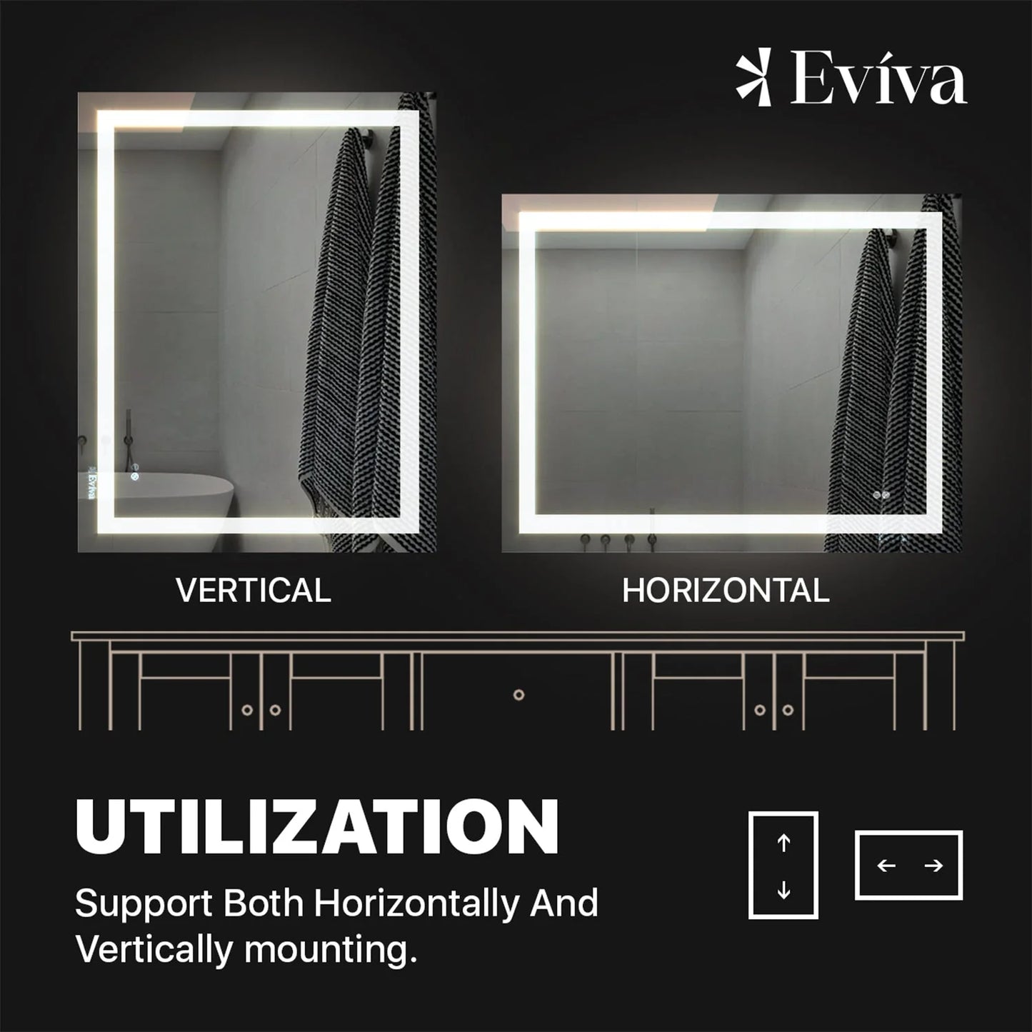 Eviva Glow 40"W x 32"H Rectangular Frameless LED Mirror