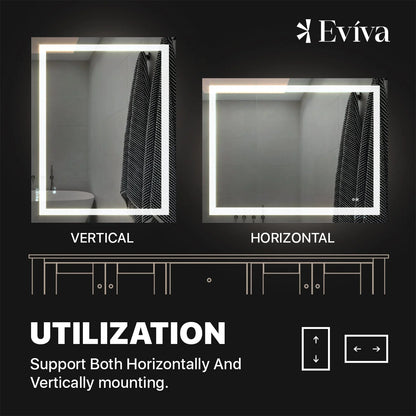 Eviva Glow 40"W x 32"H Rectangular Frameless LED Mirror