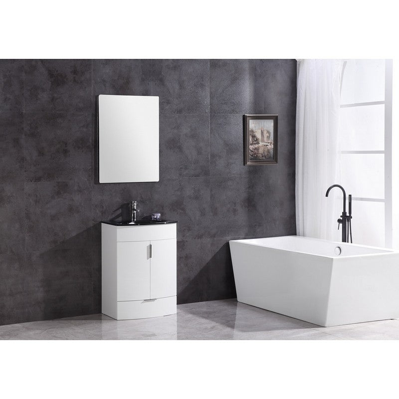 24" Single Sink Freestanding Bathroom Vanity - PVC and Tempered Glass