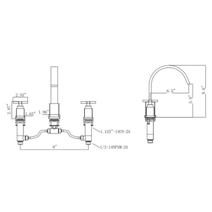 Modern 8" Widespread Faucet with Drain