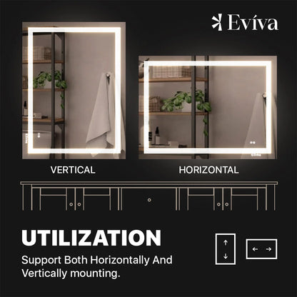 Eviva Glow 48"W x 32"H Rectangular Frameless LED Mirror