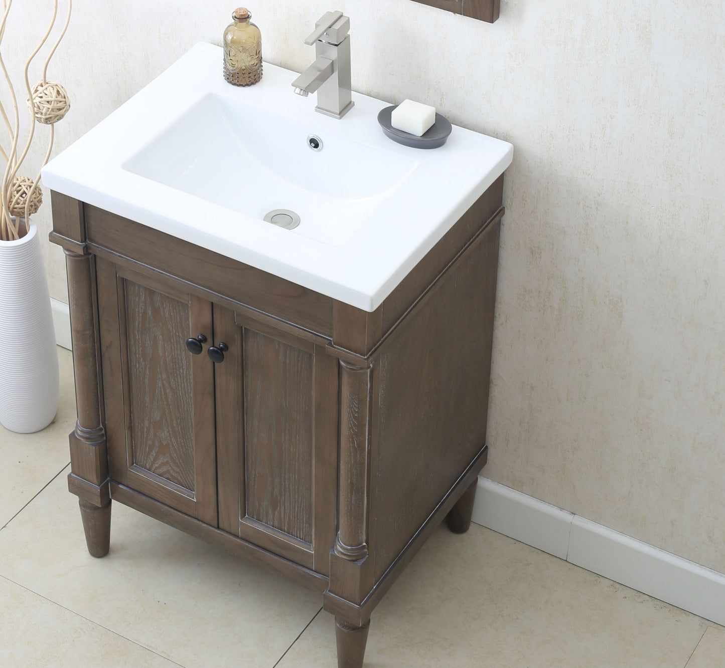 24" Space Saving Single Sink Bathroom Vanity