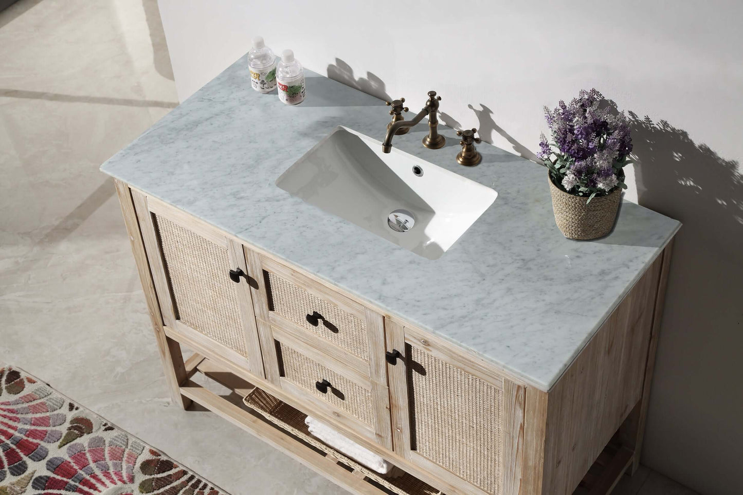 48" Solid Wood Single Sink Vanity with Marble Top