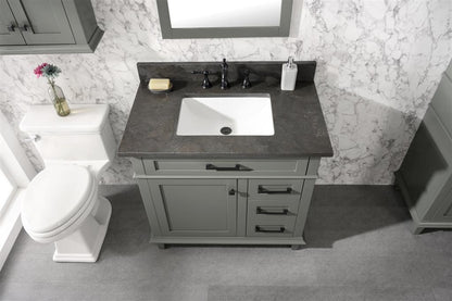 36" Single Sink Vanity Cabinet with Carrara White Marble or Blue Limestone Countertop