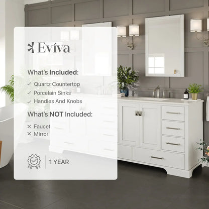 Eviva Storehouse 84 Inch Bathroom Vanity with Luxurious White Carrara Counter-Top