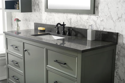 60" Single Sink Vanity Cabinet with Carrara White Marble or Blue Limestone Countertop