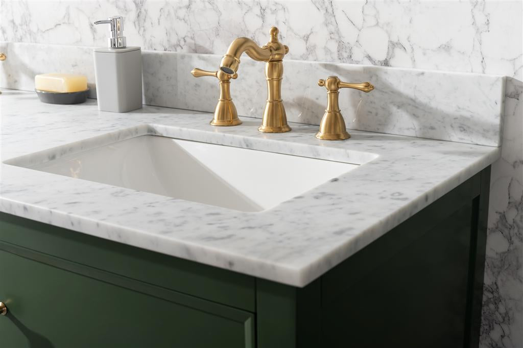 60" Double Sink Vanity Cabinet with Carrara White Marble or Blue Limestone Countertop