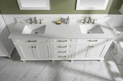 80" Double Sink Vanity Cabinet with Carrara White Quartz Countertop