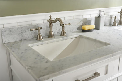 60" Double Sink Vanity Cabinet with Carrara White Marble or Blue Limestone Countertop