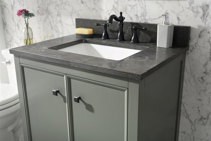 30" Single Sink Vanity Cabinet with Carrara White Marble or Blue Limestone Countertop