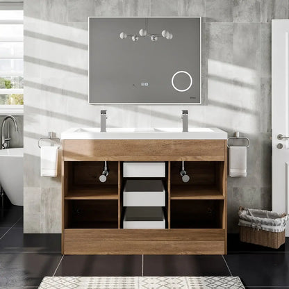 Lugano 48"W x 20"D Double Sink Bathroom Vanity with White Acrylic Countertop and Integrated Sinks