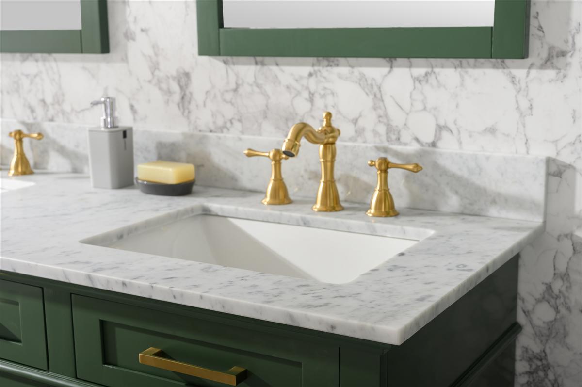 60" Double Sink Vanity Cabinet with Carrara White Marble or Blue Limestone Countertop