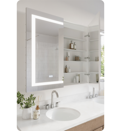 Spazio 59" Wide by 36" Tall Bathroom Medicine Cabinet with LED Lighting