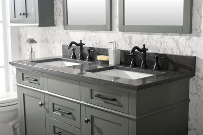 54" Double Sink Vanity Cabinet with Carrara White Marble or Blue Limestone Countertop