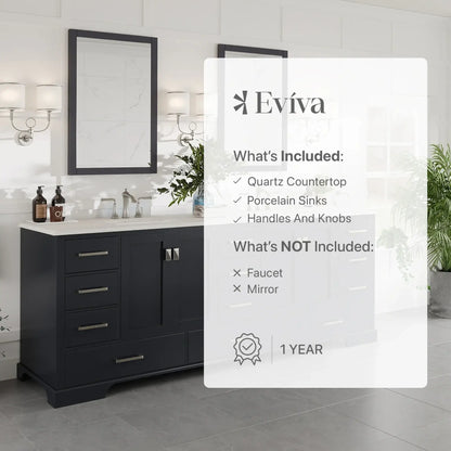 Eviva Storehouse 84 Inch Bathroom Vanity with Luxurious White Carrara Counter-Top