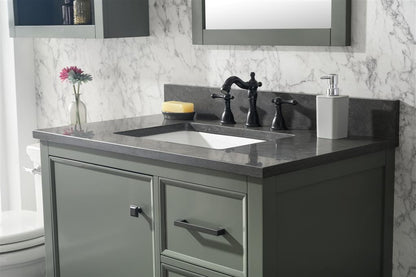 36" Single Sink Vanity Cabinet with Carrara White Marble or Blue Limestone Countertop