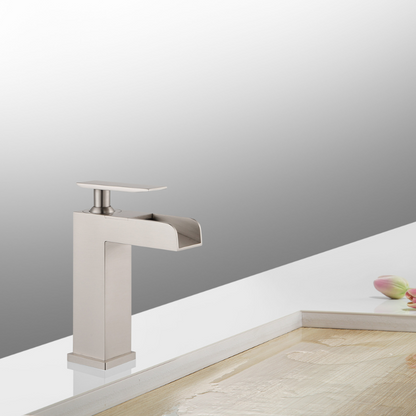 Modern Single Hole Waterfall Faucet with Drain