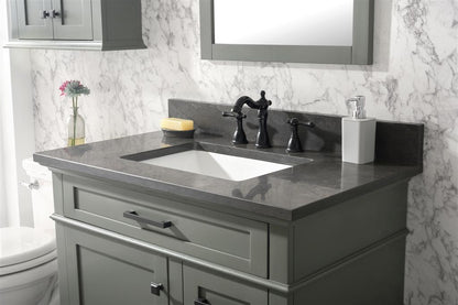 36" Single Sink Vanity Cabinet with Carrara White Marble or Blue Limestone Countertop