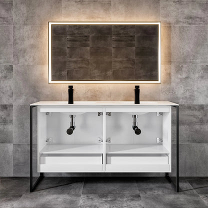 Moma 48"W x 18"D Freestanding Bathroom Vanity with Solid Surface Countertop and Integrated Sink