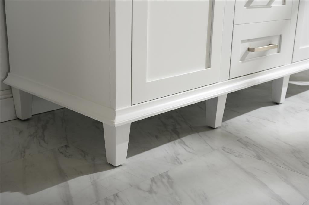 54" Double Sink Vanity Cabinet with Carrara White Marble or Blue Limestone Countertop