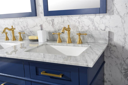 54" Double Sink Vanity Cabinet with Carrara White Marble or Blue Limestone Countertop