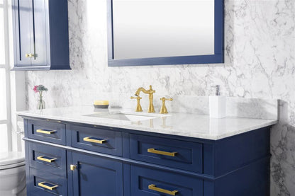 60" Single Sink Vanity Cabinet with Carrara White Marble or Blue Limestone Countertop