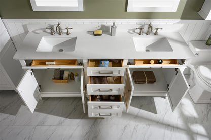 80" Double Sink Vanity Cabinet with Carrara White Quartz Countertop