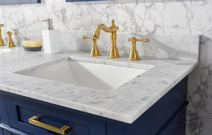 60" Double Sink Vanity Cabinet with Carrara White Marble or Blue Limestone Countertop