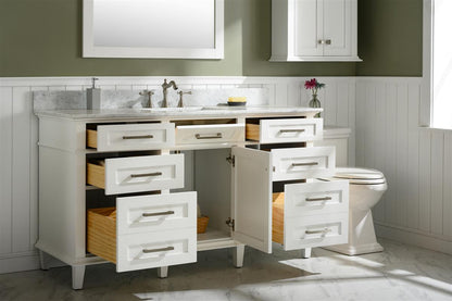 60" Single Sink Vanity Cabinet with Carrara White Marble or Blue Limestone Countertop