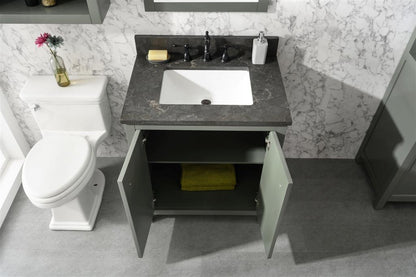 30" Single Sink Vanity Cabinet with Carrara White Marble or Blue Limestone Countertop