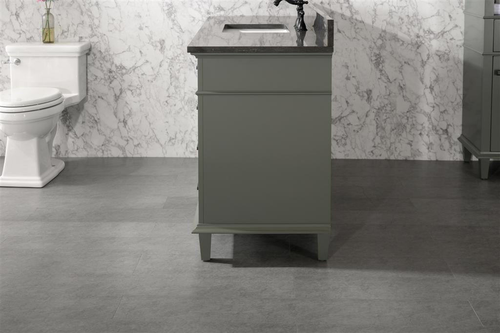 60" Single Sink Vanity Cabinet with Carrara White Marble or Blue Limestone Countertop