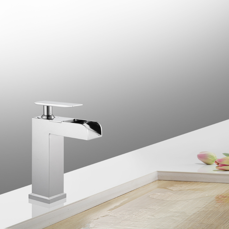 Modern Single Hole Waterfall Faucet with Drain