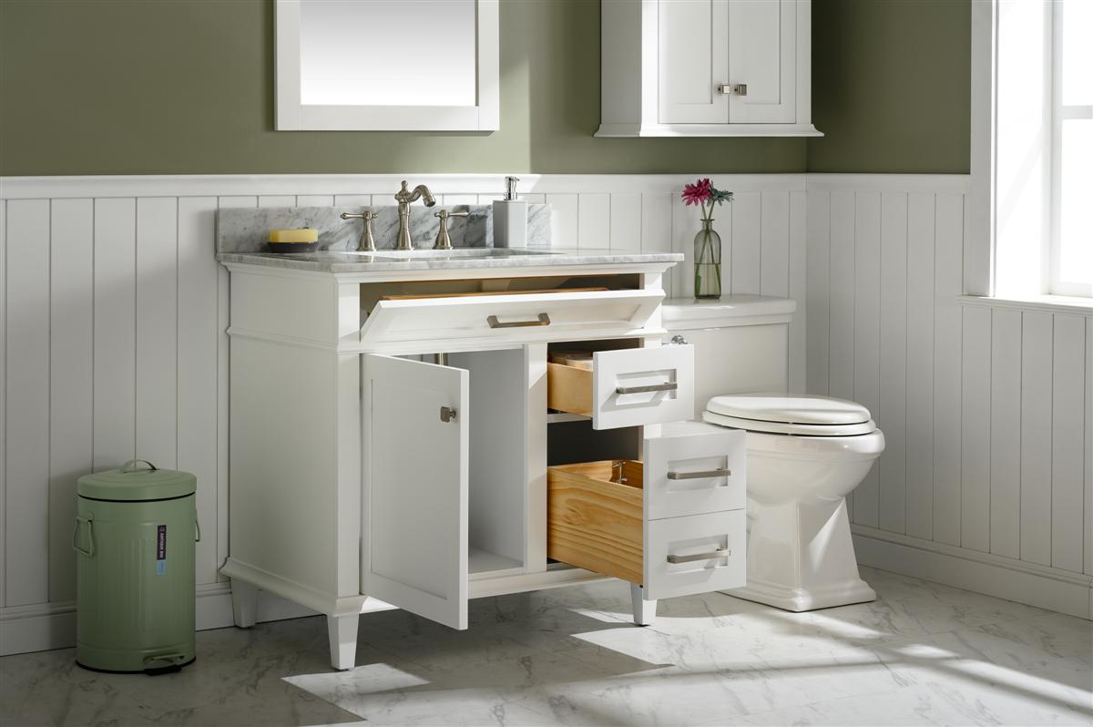 36" Single Sink Vanity Cabinet with Carrara White Marble or Blue Limestone Countertop