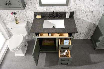 36" Single Sink Vanity Cabinet with Carrara White Marble or Blue Limestone Countertop