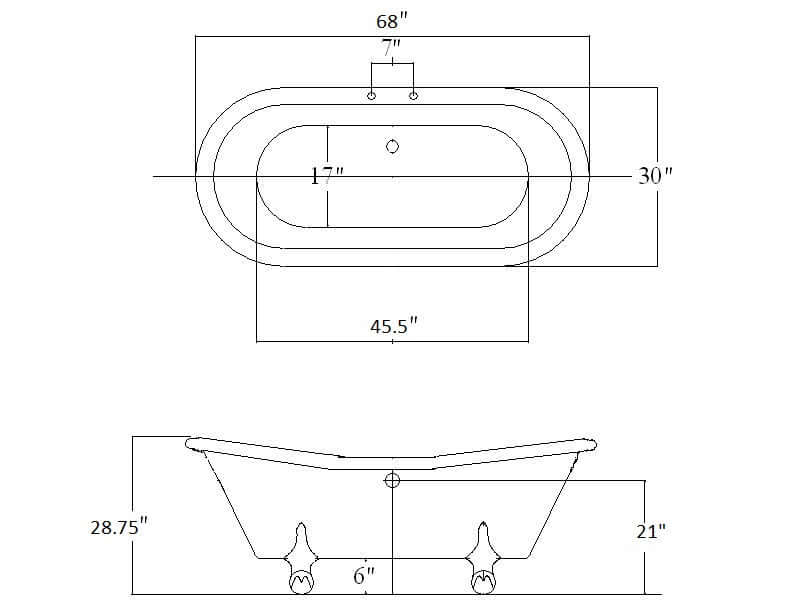 The Duchess 68" Clawfoot Soaking Bathtub