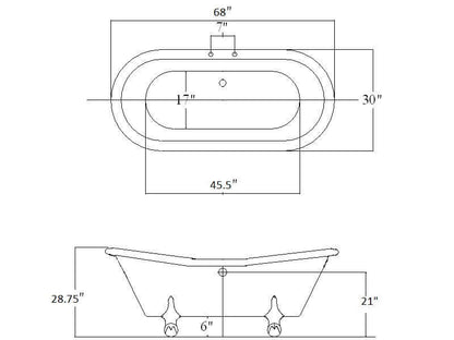 The Duchess 68" Clawfoot Soaking Bathtub