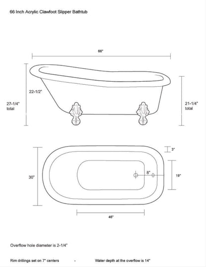 The Imperial 66" Clawfoot Soaking Bathtub