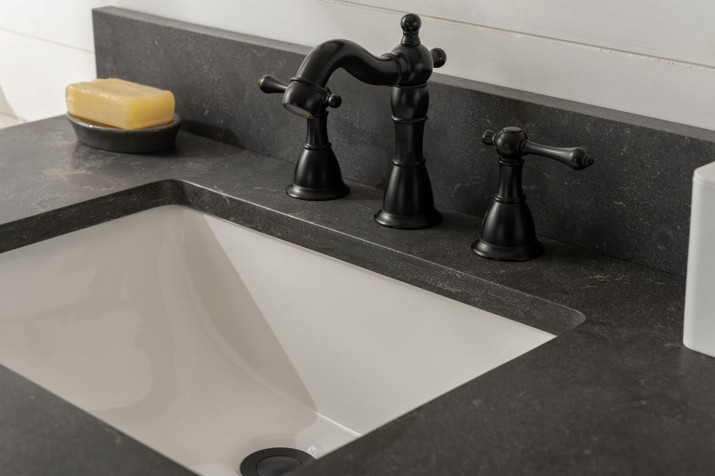 36" Antique Gray Single Sink Vanity with White Carrara Marble or Blue Limestone Top