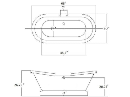 The Empress 68" Freestanding Soaking Bathtub